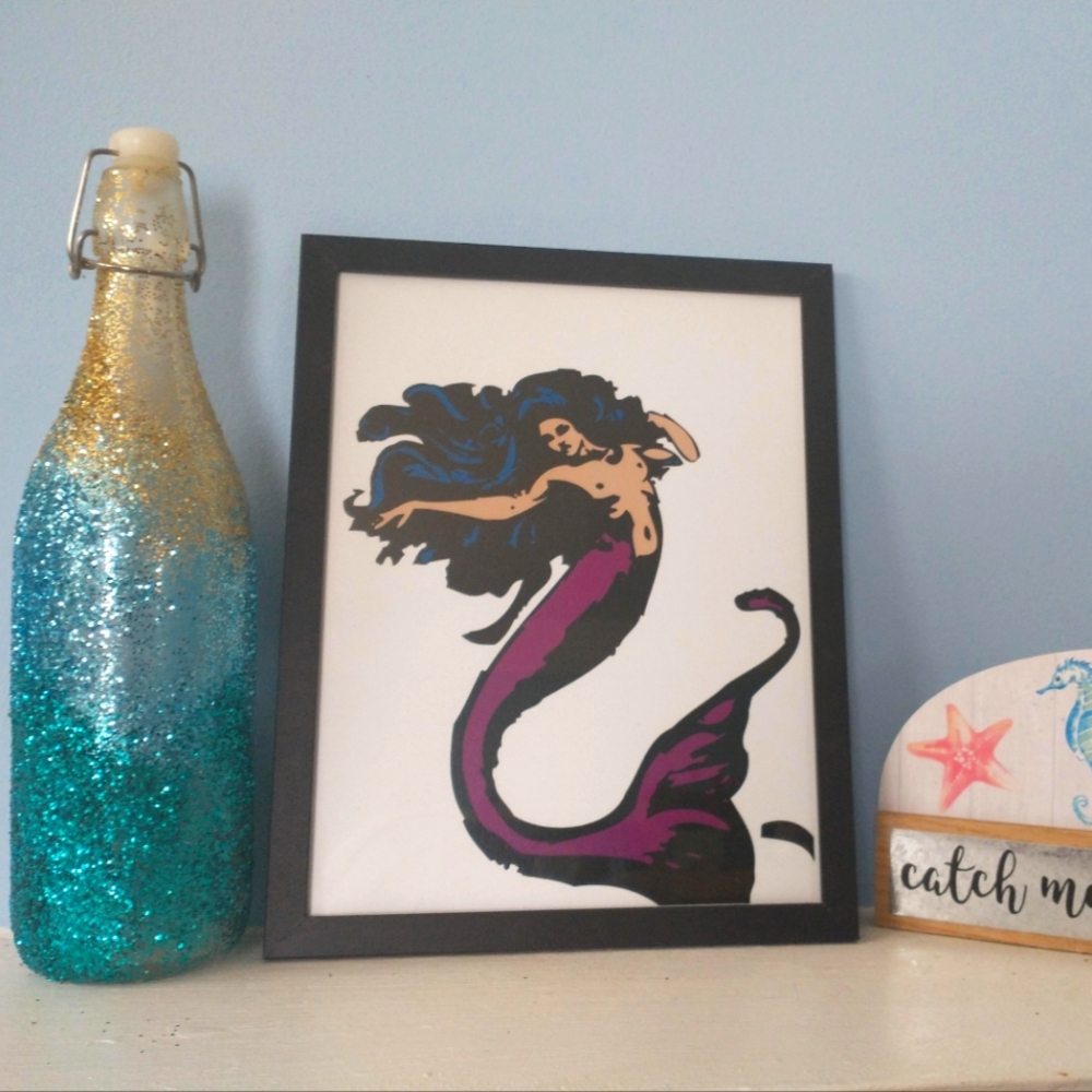 Mermaid Print in Black Frame